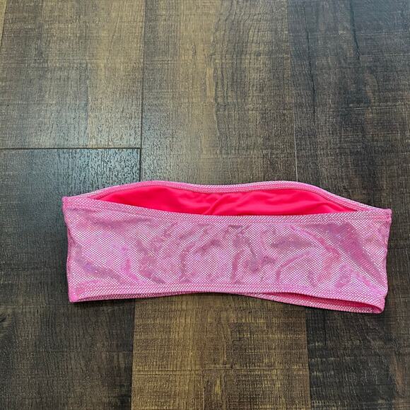Dippin Daisy Metallic Pink Bandeau Bikini Swim Top Women’s Medium - Picture 4 of 11